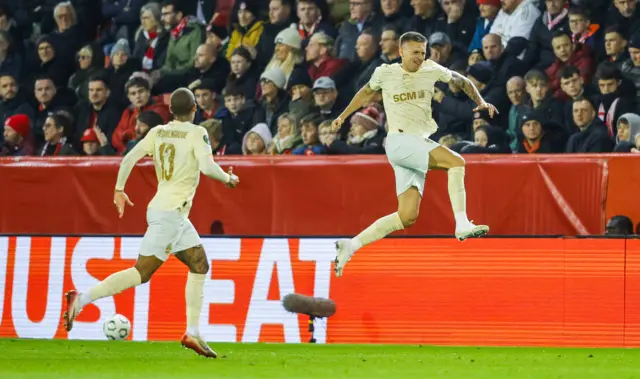 Shakhtar Donetsk's Yegor Nazaryna celebrates after scoring to make it 1-1