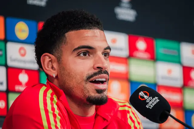 Morgan Gibbs-White of Nottingham Forest during his press conference
