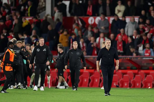 Ange Postecoglou, Manager of Nottingham Forest, looks on
