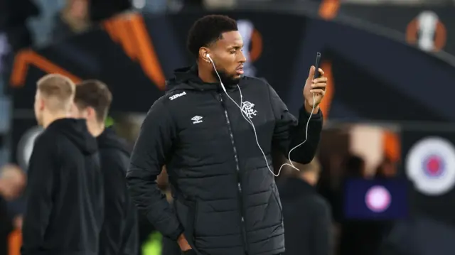 Rangers Youssef Chermiti pre-match during a UEFA Europa League 2025/26 League Phase MD2 match between Sturm Graz and Rangers at the Stadion Graz Liebenau