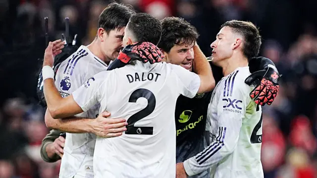 Manchester United players celebrate