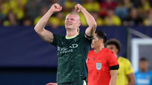 Erling Haaland celebrates for Manchester City
