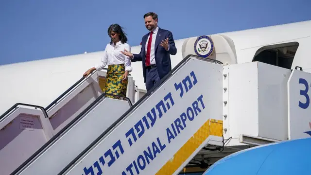 Usha Vance and JD Vance land in Israel