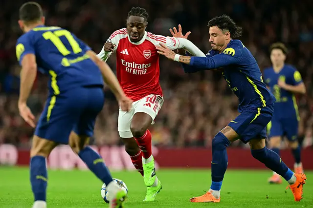 Eberechi Eze on the ball for Arsenal