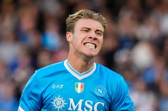 Rasmus Hojlund playing for Napoli