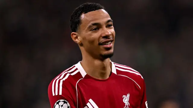 Hugo Ekitike playing for Liverpool
