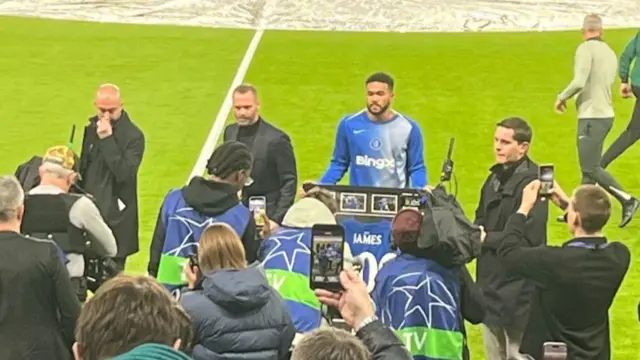 Reece James is presented with a 200th appearance momento