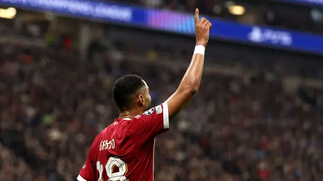 Cody Gakpo celebrates for Liverpool
