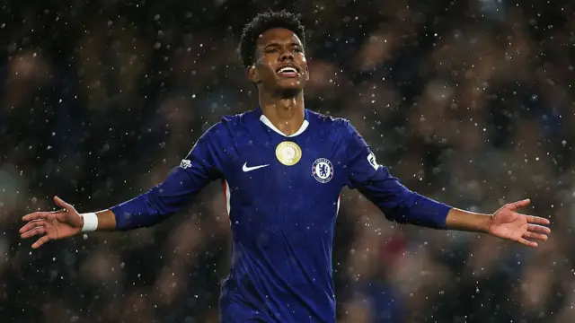 Estevao celebrates scoring for Chelsea