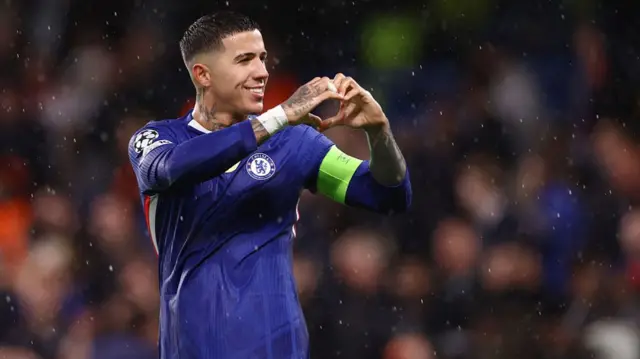 Enzo Fernandez of Chelsea celebrates after scoring