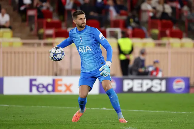 Guglielmo Vicario playing for Tottenham