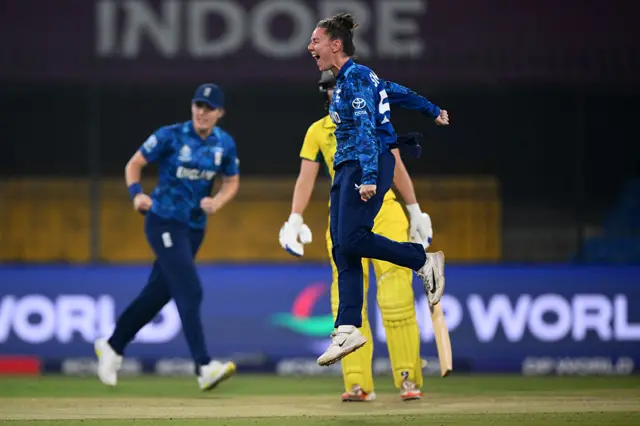 Linsey Smith celebrates a wicket