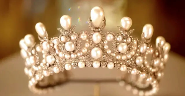 A tiara adorned with pearls worn by French Empress Eugenie
