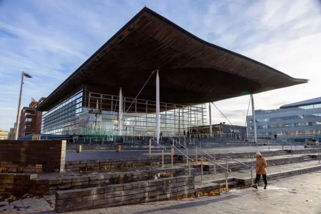 The Senedd building in Cardiff Bay