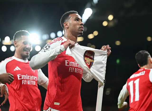 Arsenal defender Gabriel celebrates