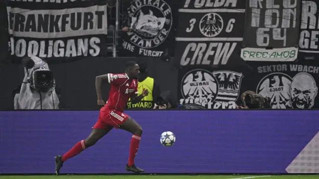 Ibrahima Konate celebrates scoring for Liverpool