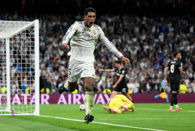Jude Bellingham celebrates scoring for Real Madrid