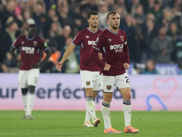 Jarrod Bowen of West Ham United looks dejected after West Ham United go 2-0 down