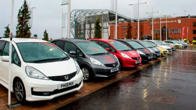 Hondas outside Celtic Park