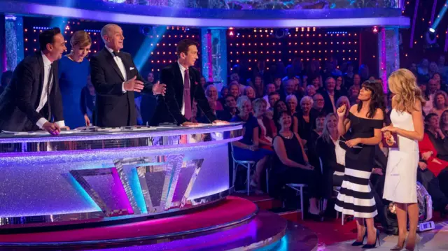 Strictly Come Dancing : S13 : Week 10 : Ep 11 - Picture shows : The Judges, Craig Revel Horwood, Darcey Bussell, Len Goodman and Bruno Tonioli with hosts Claudia Winkleman and Tess Daly (l-r) Revel Horwood, Craig Bussell, Darcey ;Goodman, Len ;Tonioli,Bruno; Winkleman, Claudia ; Daly, Tess