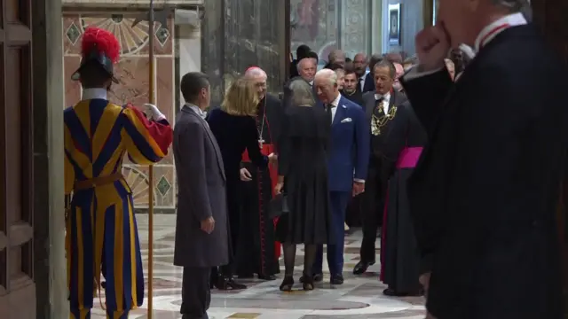 King Charles in Sistine Chapel hallway