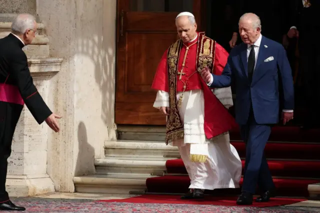 King and Pope exit Sistene Chapel