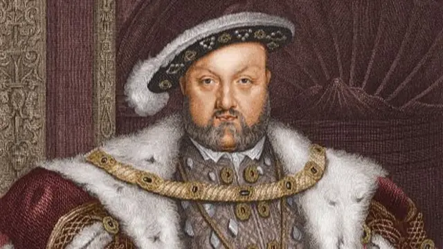 Henry VIII portrait, he wears fur and gold detailing