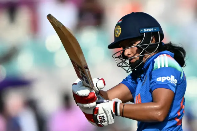 India's Pratika Rawal plays a shot during the ICC Women's Cricket World Cup 2025 one-day international (ODI) match
