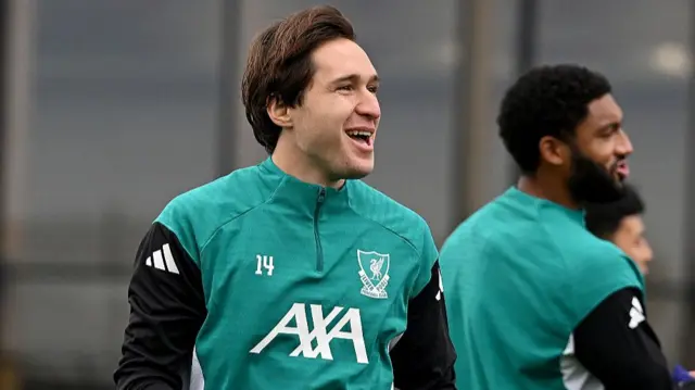 Federico Chiesa of Liverpool during a training session