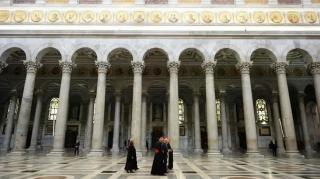 King Charles III and Queen Camilla visit the Papal Basilica and Abbey of St Paul's Outside the Walls