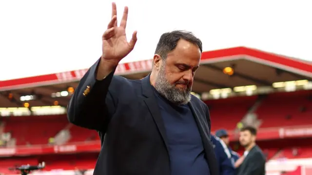 Evangelos Marinakis, Owner of Nottingham Forest, waves
