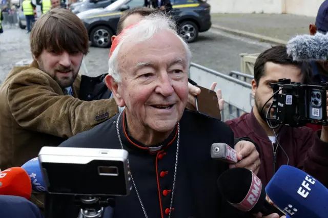 Cardinal Vincent Nichols arrives at the Vatican for the fifth meeting of the Congregation of Cardinals, Vatican City, 28 April 2025.