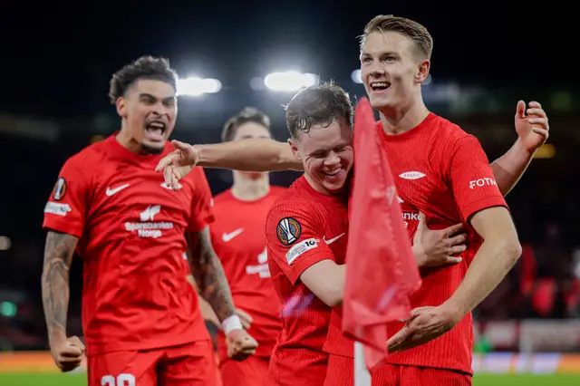 Brann celebrate goal against Rangers
