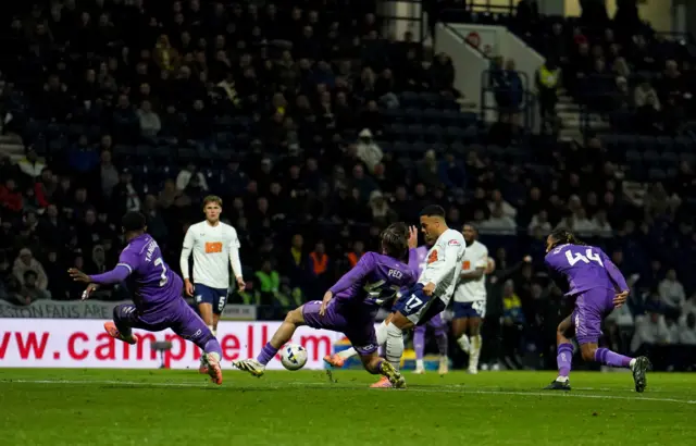 Preston North End's Lewis Dobbin scores
