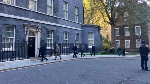 Ukrainian delegation arrives at Downing Street ahead of Zelensky meeting with Starmer. They include Deputy President office chief Pavlo Palisa, spokesperson Nykyforov and Ihor Zhovkva