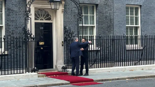 Starmer and Zelensky embrace outside Number 10, Downing Street
