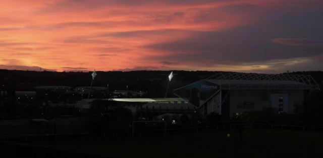 Elland Road under the sunset