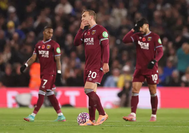 Jarrod Bowen of West Ham United reacts