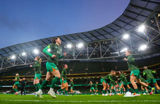 The Republic of Ireland warm up at the Aviva