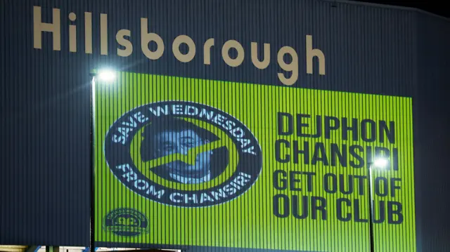 Chansiro out banner outside Hillsborough
