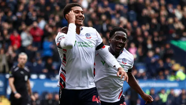 Mason Burstow celebrating scoring for Bolton Wanderers