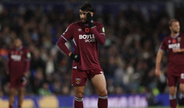 West Ham United's Lucas Paqueta looks dejected