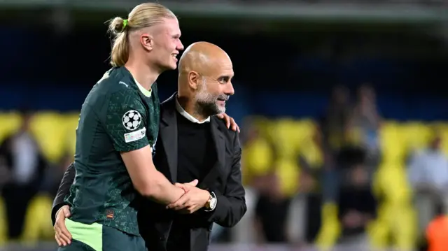 Erling Haaland and Pep Guardiola