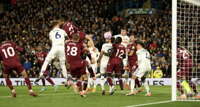 Leeds United's Joe Rodon scores