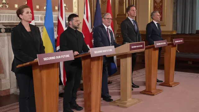 Frederiksen, Zelensky, Starmer, Rutte and Schoof start press conference