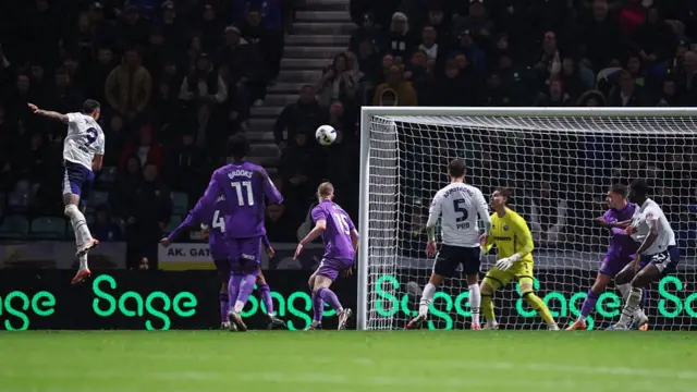 Daniel Jebbison of Preston North End scores