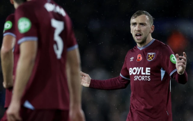 West Ham United's Jarrod Bowen reacts