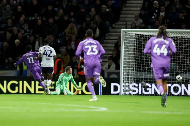 Andre Brooks of Sheffield United scores