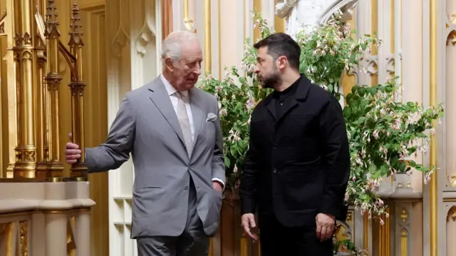 King Charles III holds an audience with Ukrainian President Volodymyr Zelensky at Windsor Castle, Berkshire