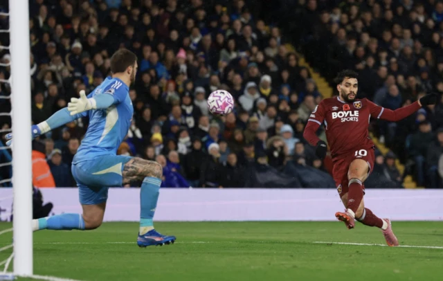 West Ham United's Lucas Paqueta scores